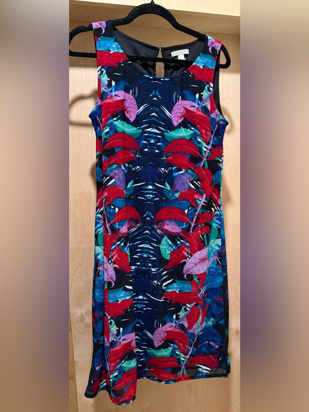 Dana Buchman Navy Multicolor Tropical Print Sheath Dress